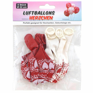 Luftballon mit Herzen 8er Pack