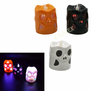 LED Kerze Totenkopf 5cm mit Farbwechsel