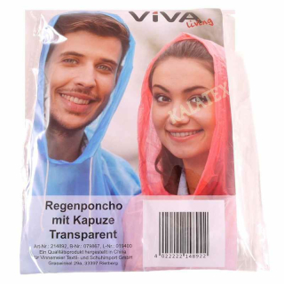 Regenponcho mit Kapuze transparent