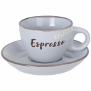 Espressotasse mit Untersetzer 100ml Steingut